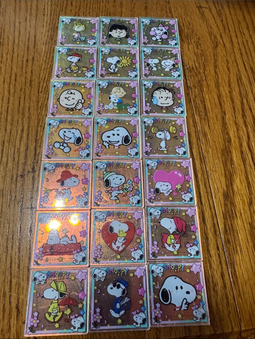 Peanuts Holographic Snoopy acrylics Pink & Gold set of 21